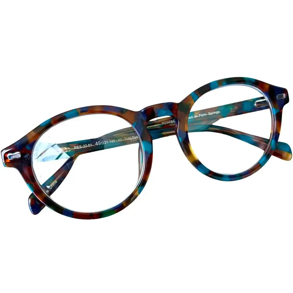 RESPEC Newark Round Eyeglasses Turquoise Tortoise Unisex Acetate Frame RES 22-01